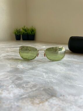 CHANEL Gold Frame Sunglasses with Green Lenses